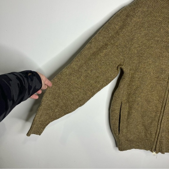 Pendleton washable wool full zip sweater 100% Shetland wool size large brown - Picture 2 of 5